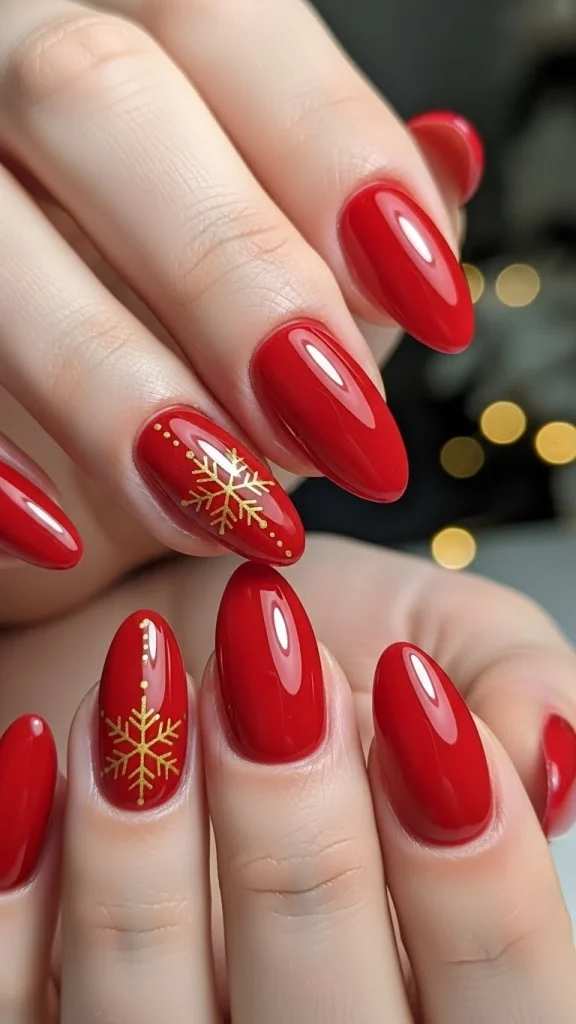 Classic Red Christmas Gel Nails