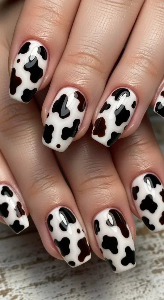 Classic Western Cow Print Nails