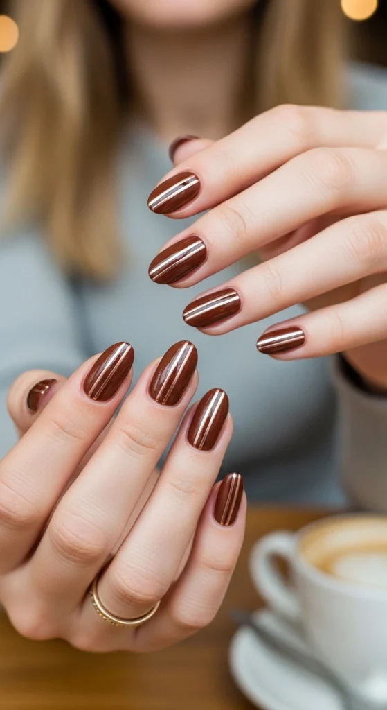 Coffee Brown with Minimal Metallic Lines