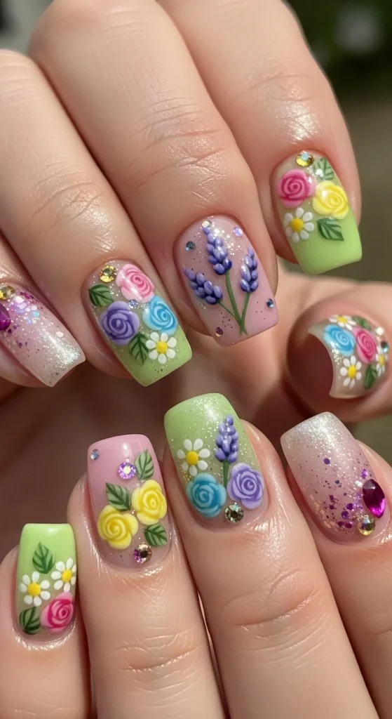 Colorful Garden-Inspired Nails for a Bright Look