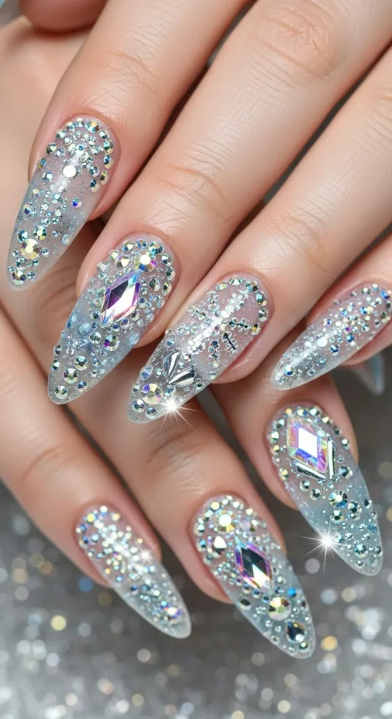 Crystal-Studded Frost Nails