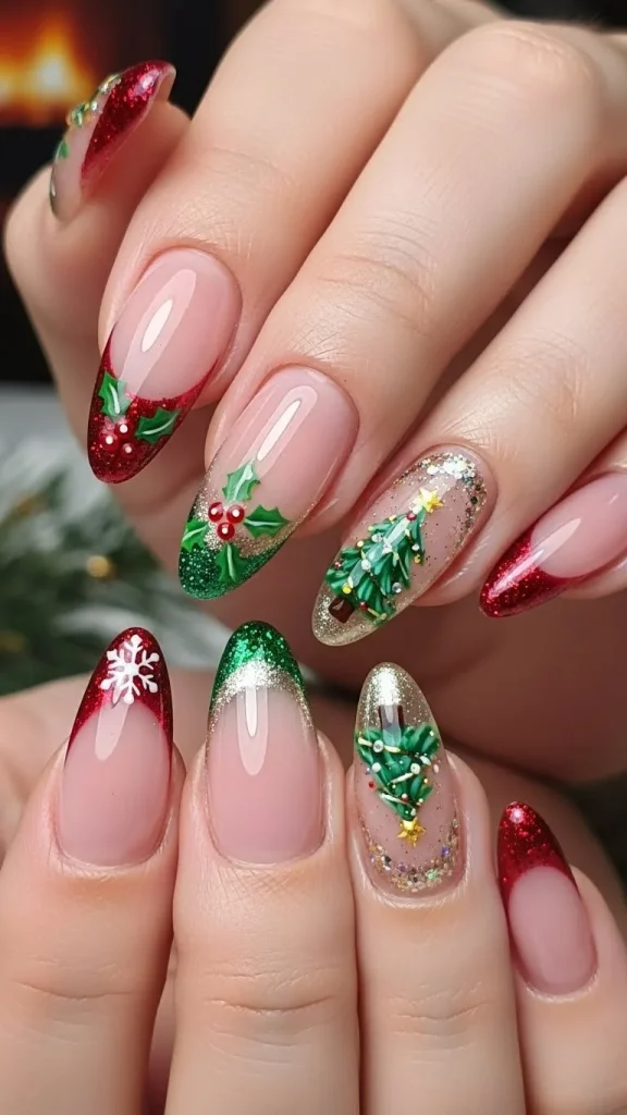 Festive French Tip Gel Nails
