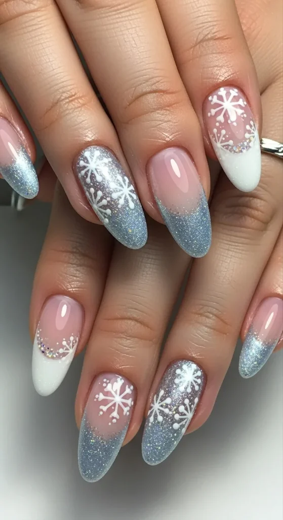 Frosted French Tips for a Winter Twist