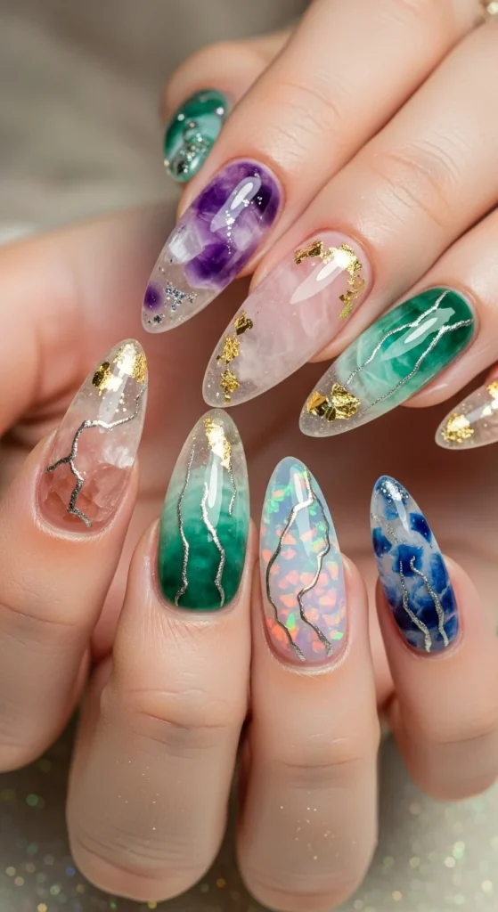 Gemstone Glow Nails Inspired by Crystals and Stones