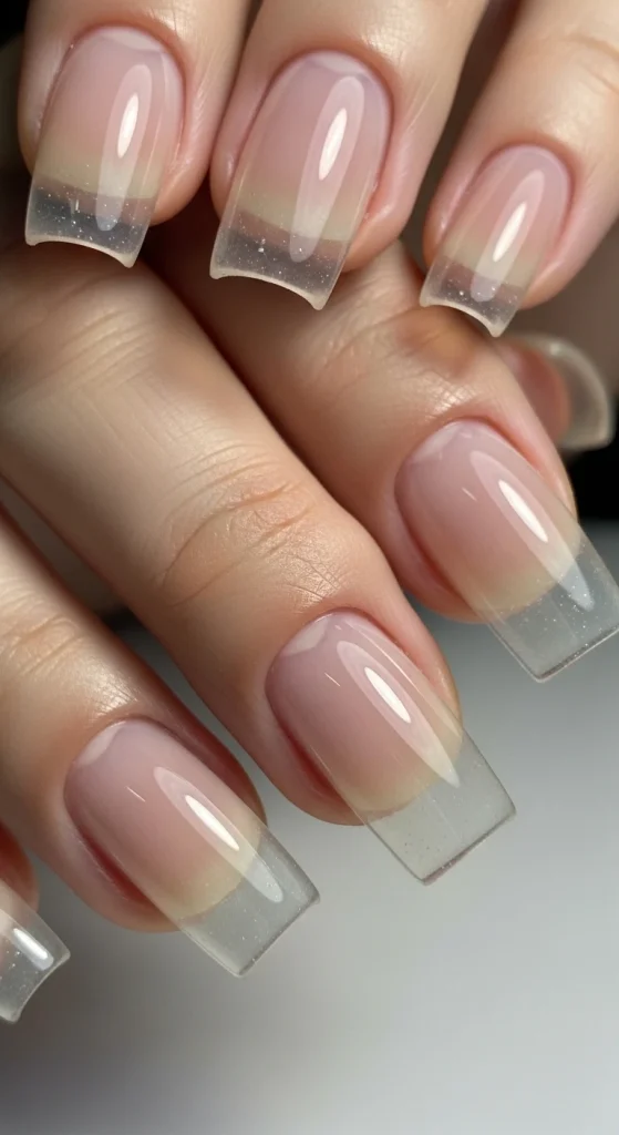 Glass-Effect Jelly Nails With Crisp Corners