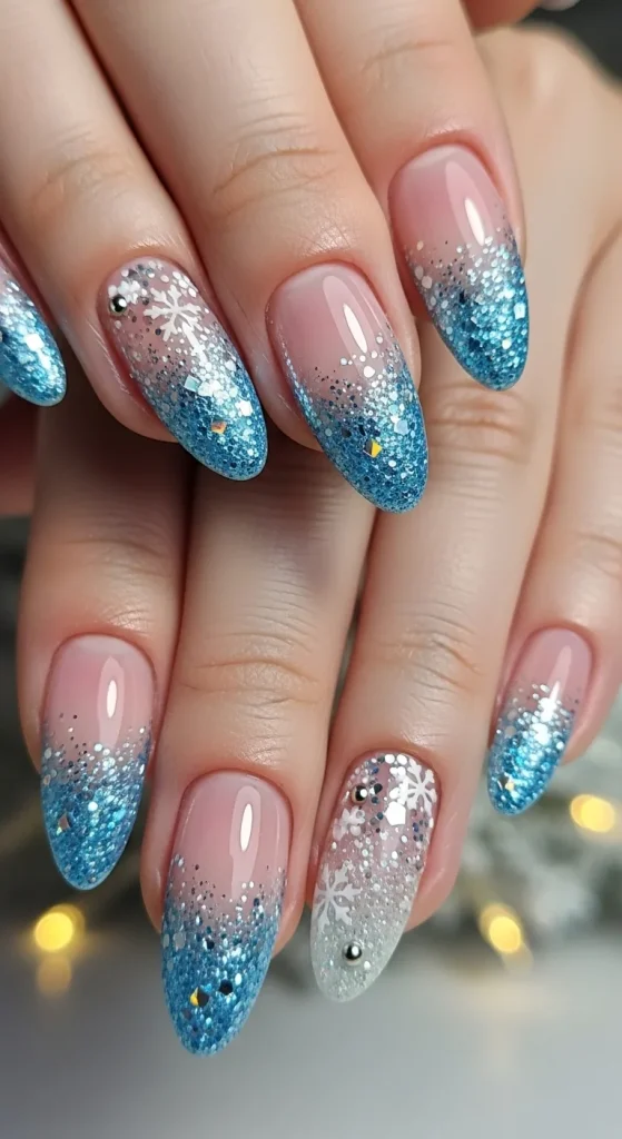 Glittery Gradient French Manicure
