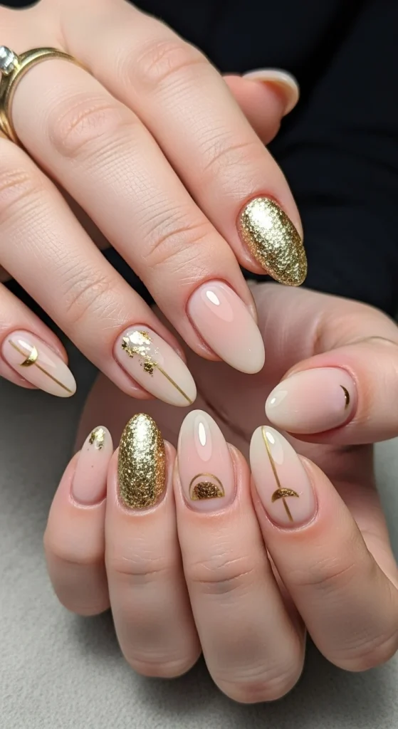 Gold Accent Nails for Everyday Glam