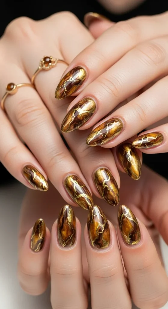 Golden Brown Marble Effect