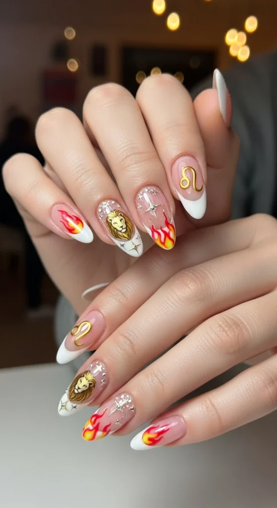 Leo-Themed French Tips