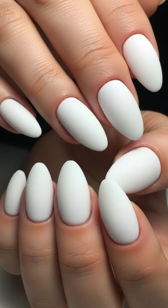 Marshmallow White Nails with a Matte Finish