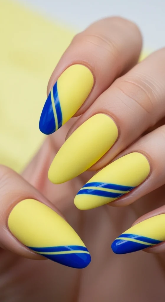 Matte Lemon Pop with Glossy Blue Accents