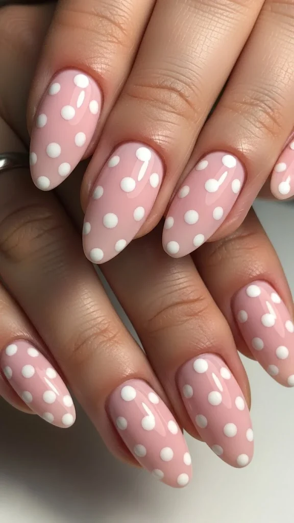 Matte Nails with Polka Dot Detailing for a Fresh Texture