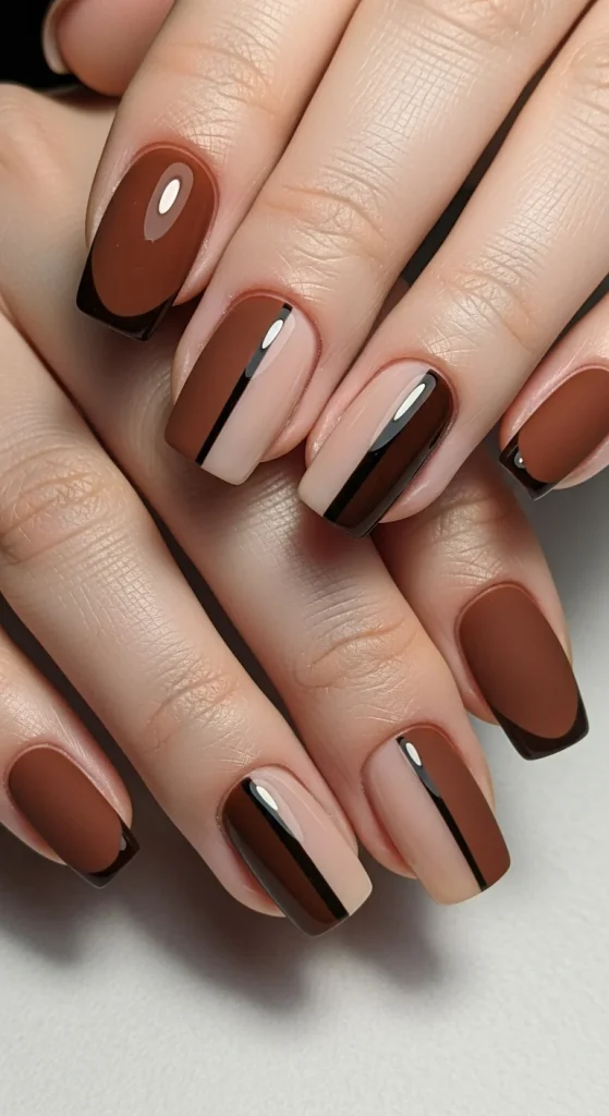 Matte and Glossy Contrast Nails
