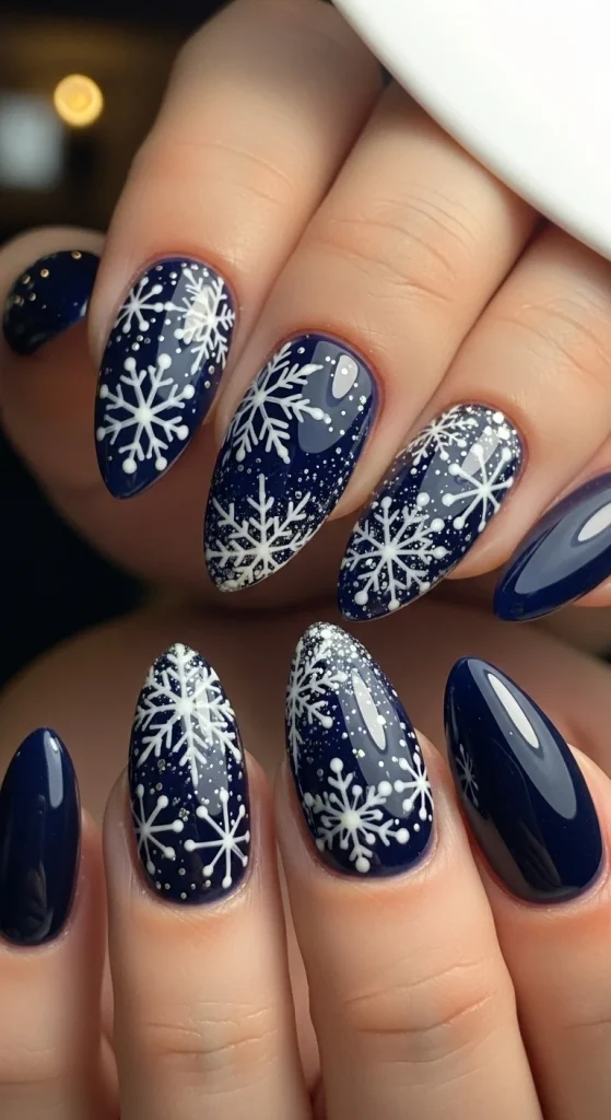 Midnight Snowfall Nails