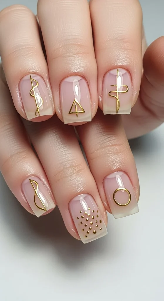 Minimal Gold Line Art on Clear Base