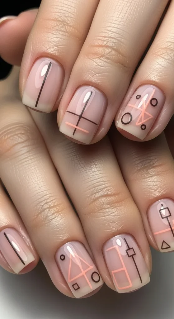 Minimalist Peach Coral Lines and Shapes