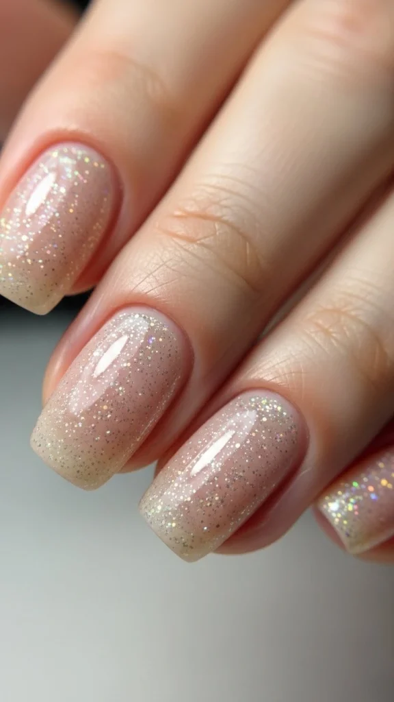 Nude Nails with Subtle Sparkle