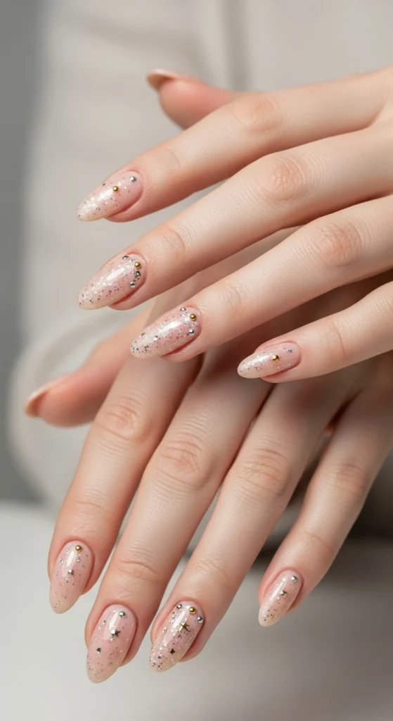 Nude Nails with a Hint of Sparkle