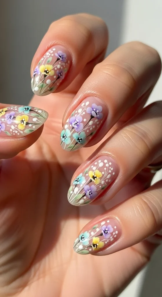 Pastel Meadow Florals That Feel Calm and Airy nails