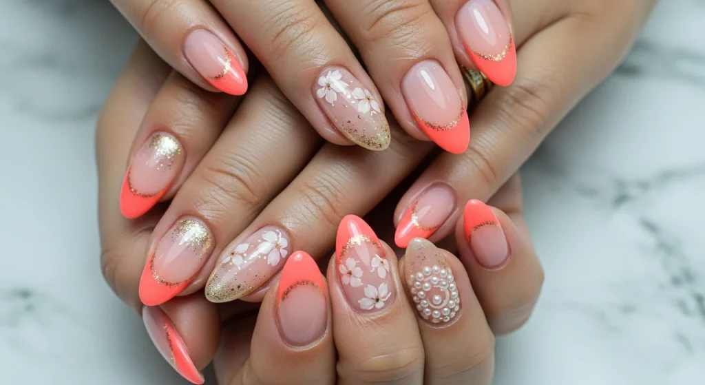 Peach Coral Nail Ideas