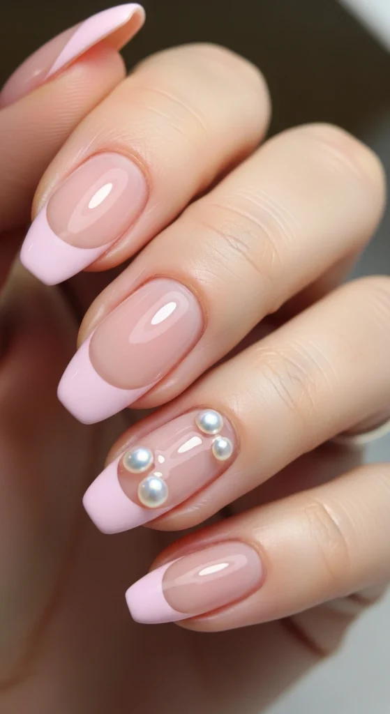 Pink French Tip Nail Ideas with Charms