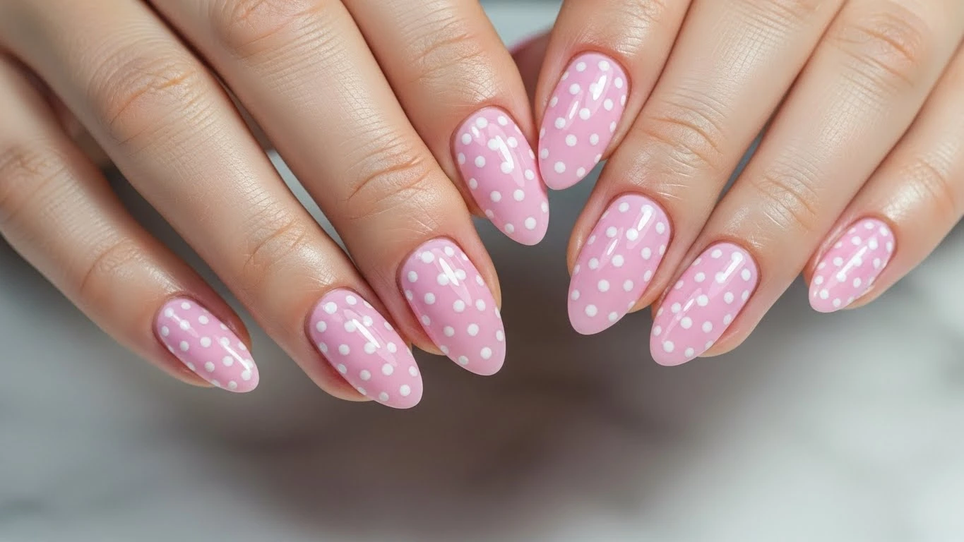 Pink Polka Dot Nails