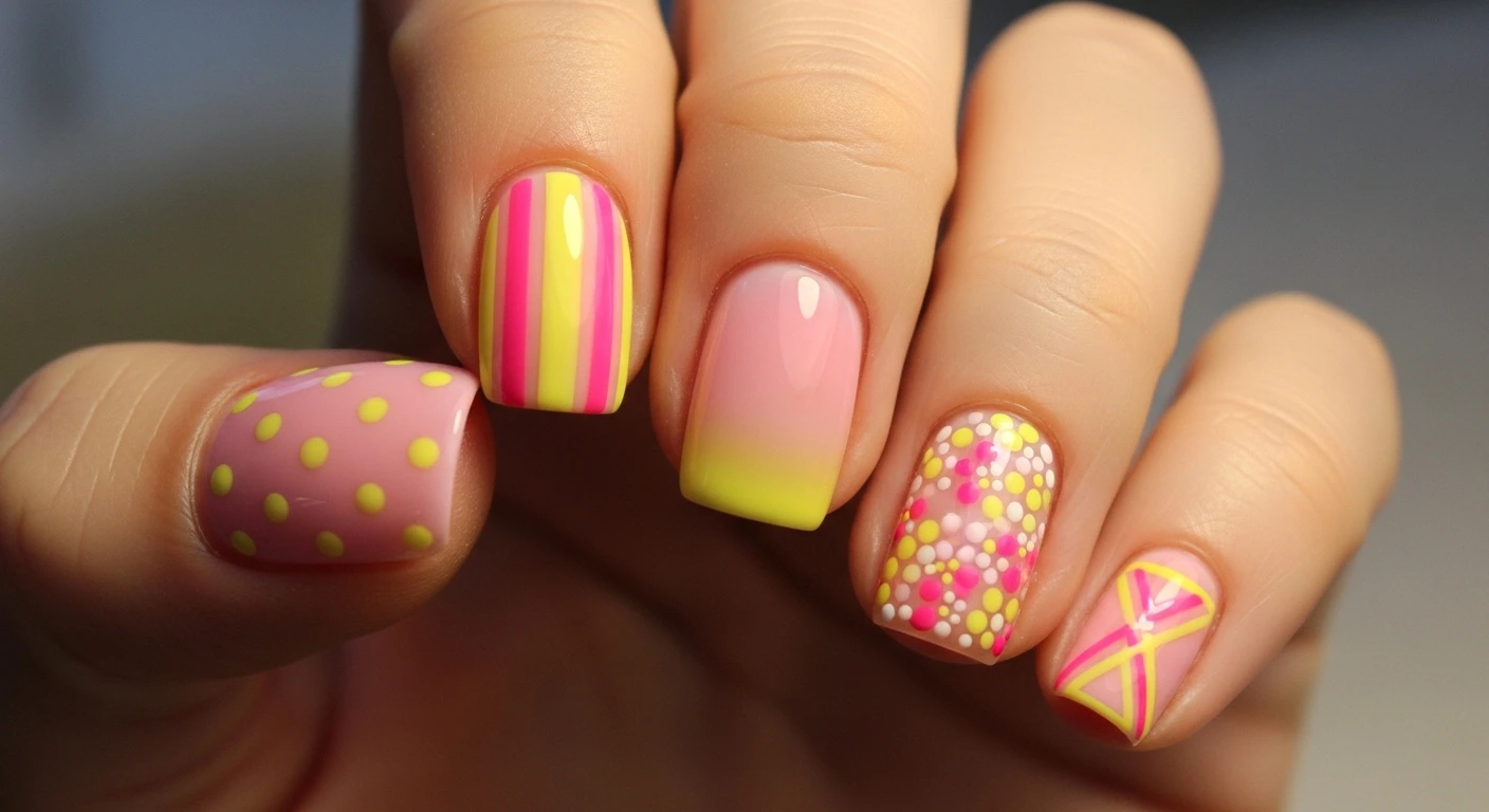 Pink and Yellow Nail Ideas