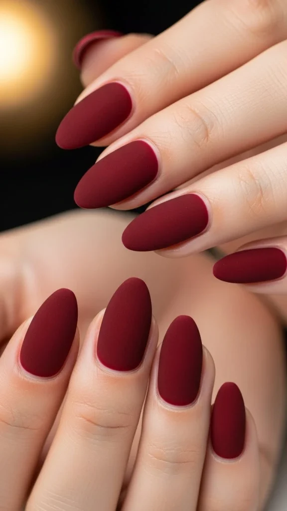 Red Velvet Nails with a Plush Matte Finish