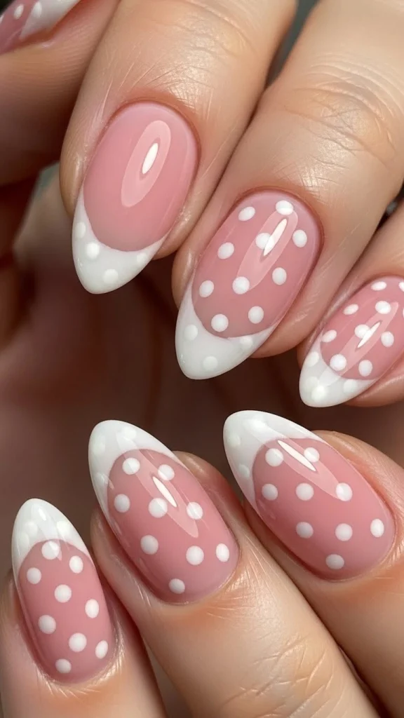 Rose Pink Polka Dots with Glossy Tips