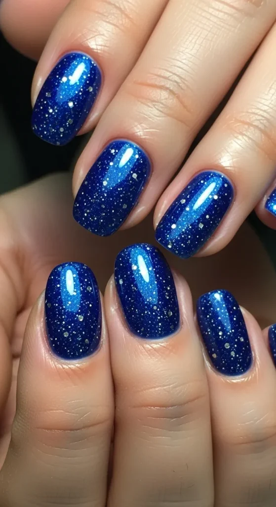 Royal Blue Gloss With Micro Silver Sparkles