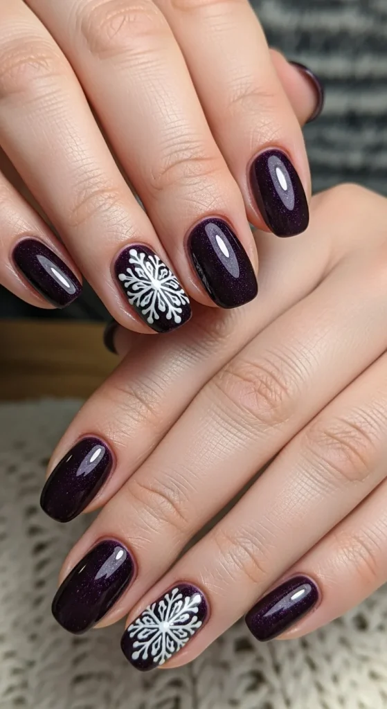 Short Clean Nails with a Polished Winter Finish