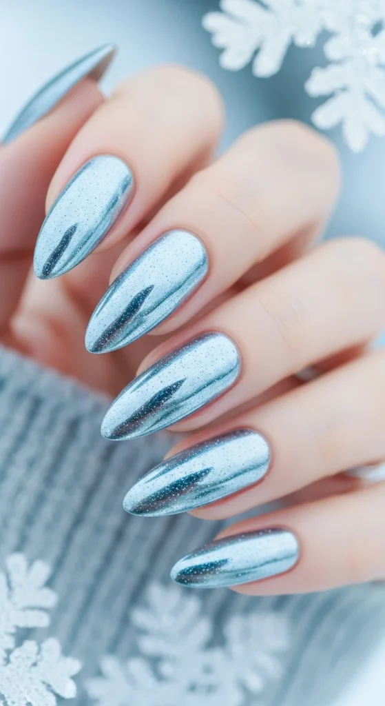 Silver Chrome Nails for Frosty Elegance