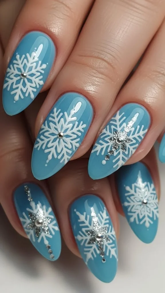 Snowflake-Inspired Gel Nails