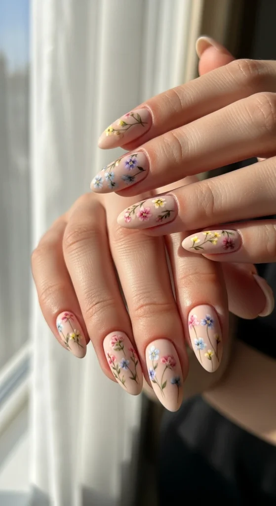 Soft Beige Bases with Micro Wildflower Details