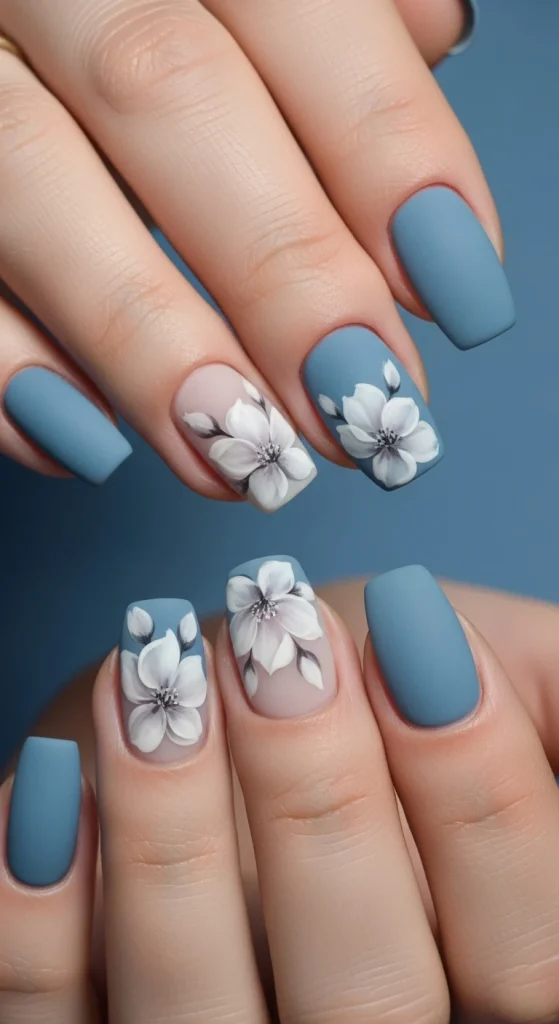 Soft Bloom Clusters on Matte Blue
