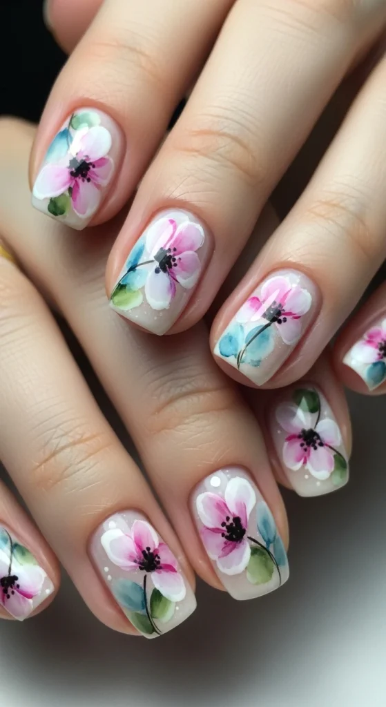 Soft Brushstroke Flowers with Watercolor Effects