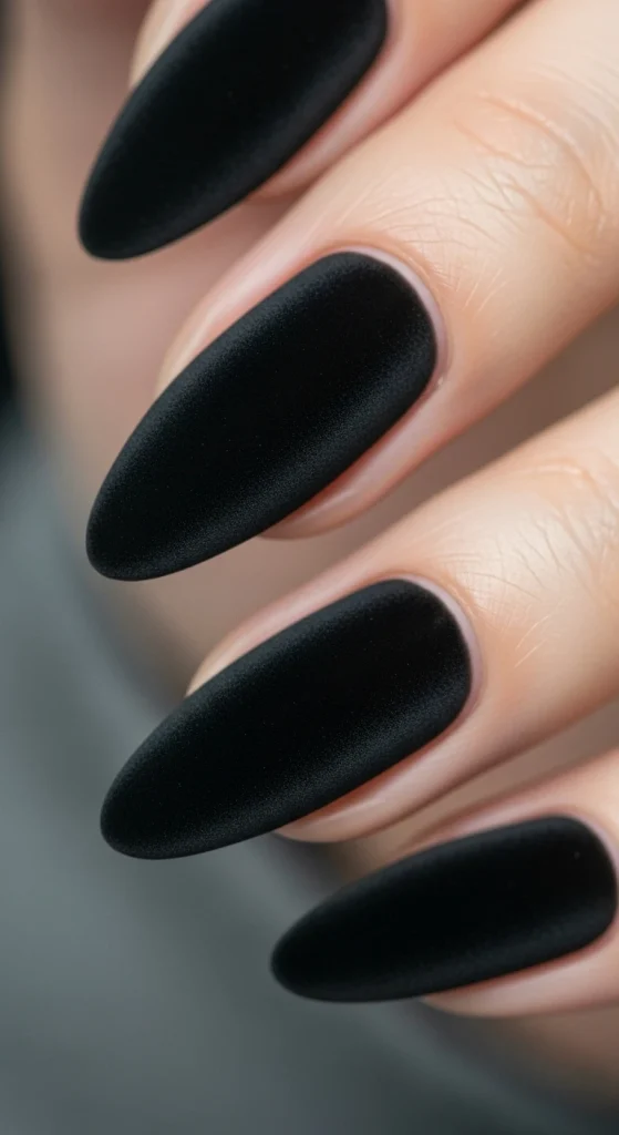 Soft Matte Velvet Noir Nails