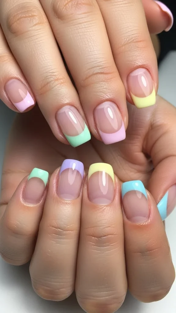 Sweet French Tips with Soft Colors