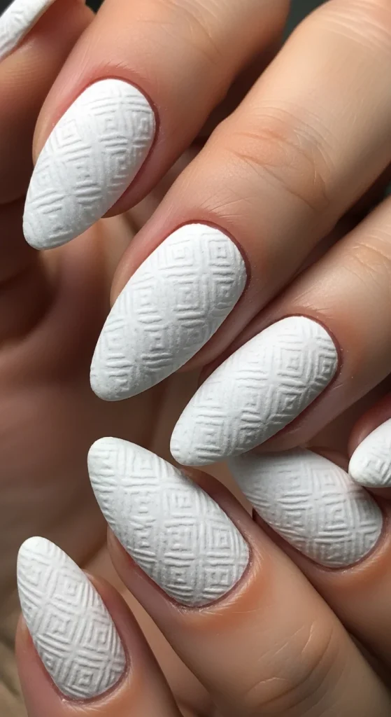 Textured White Nails