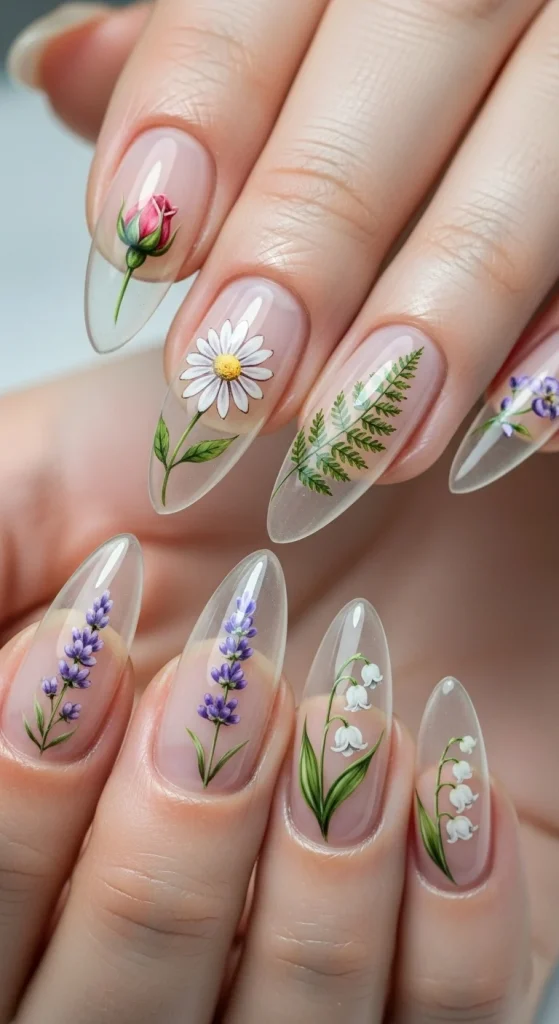 Transparent-Base Botanical Blooms for a Clean Finish