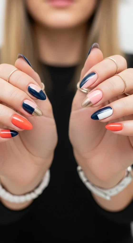 Two-Tone Color Block Nails