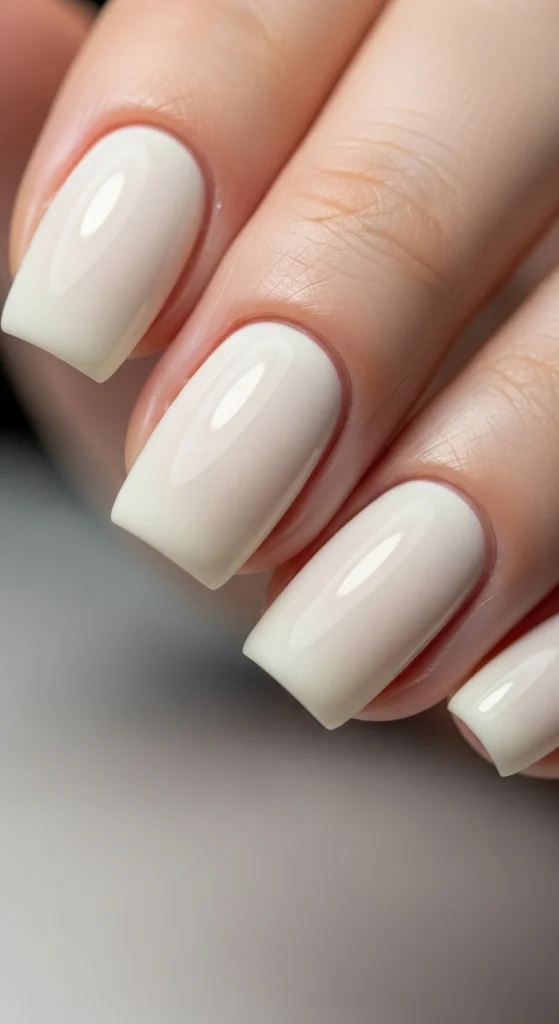 Whipped-Cream White Nails With Soft Sheen Finish