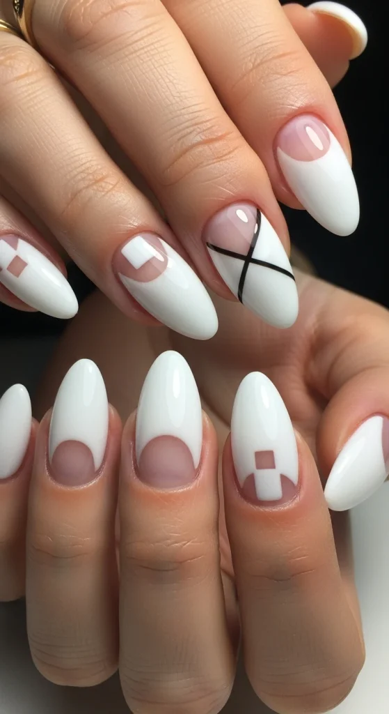 White Negative Space Nails