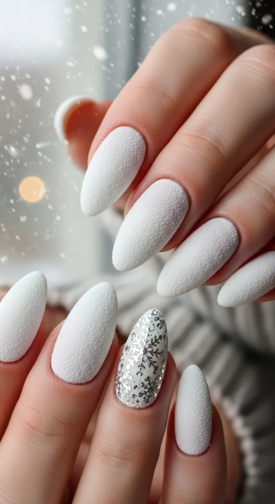 White Velvet Snow Nails