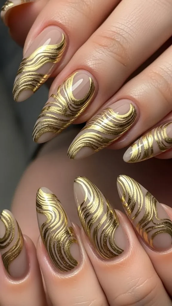 Abstract Gold Waves on a Neutral Base