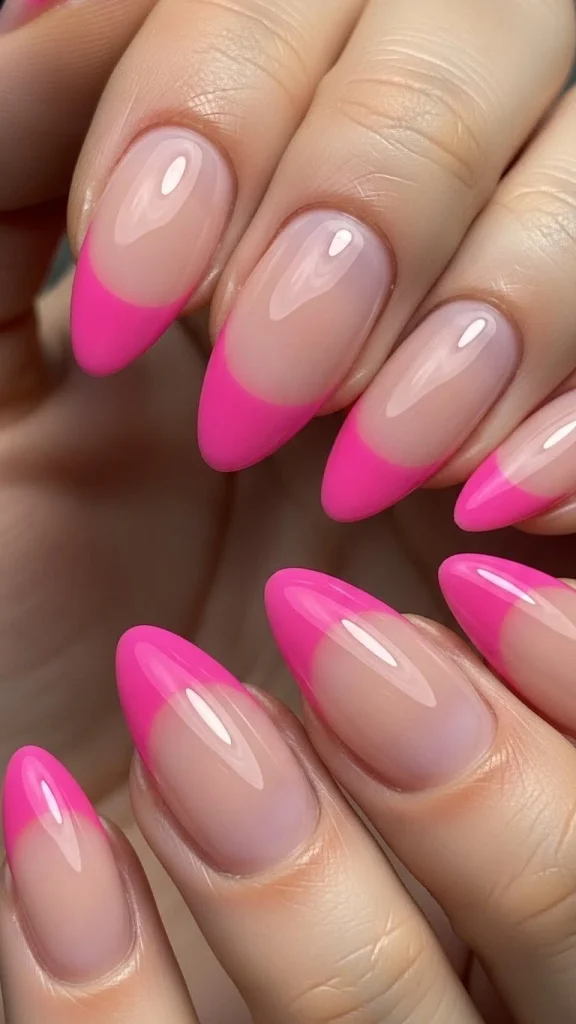 Airbrush Pink French Nails with Faded Tips