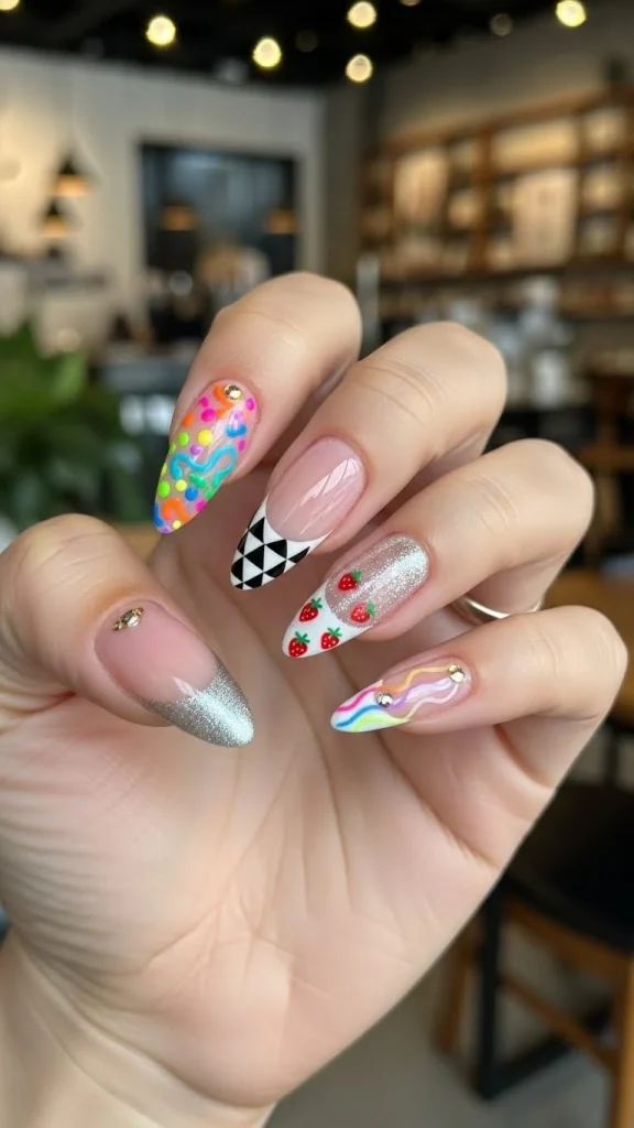 Artistic French Tips with a Twist (2)