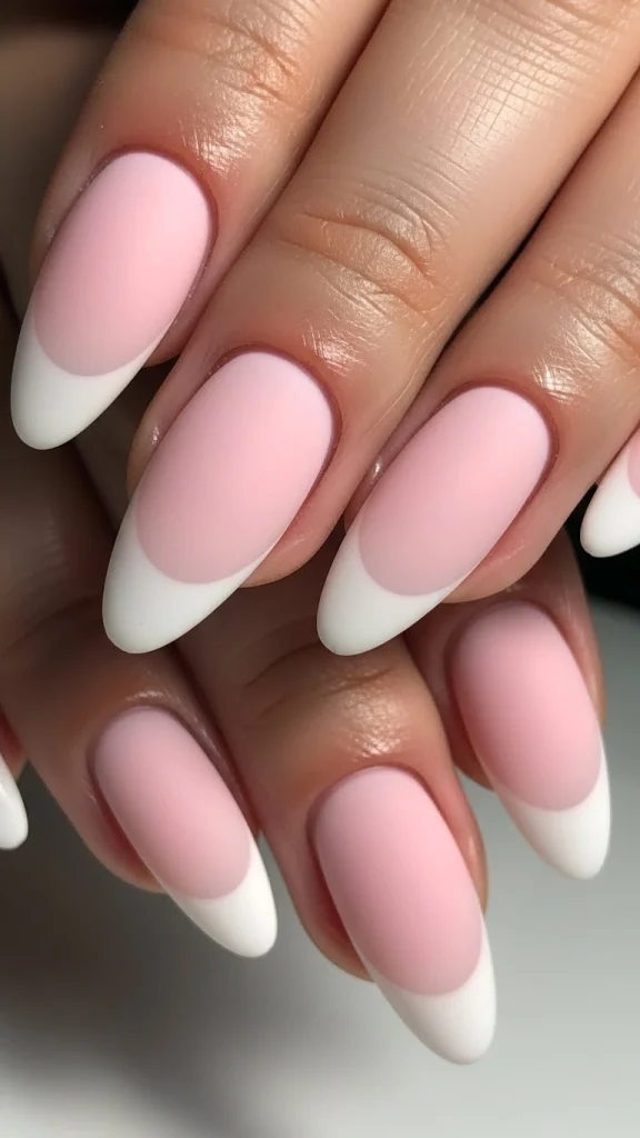 Baby Pink French Tips with Matte Base