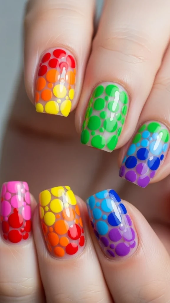 Bright Dots in a Rainbow Pattern