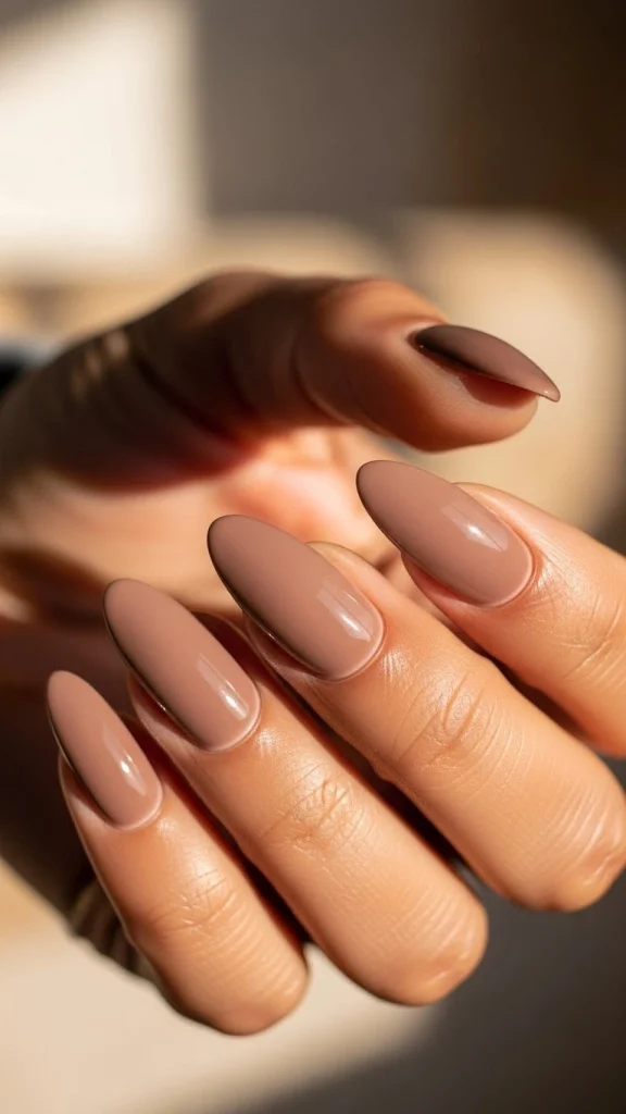 Soft Mocha Gloss Nails for Everyday Elegance